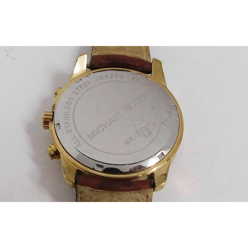 Michael Kors Watch MK-2251 Mercer Gold Chronograph Brown Leather Strap - Picture 4 of 4